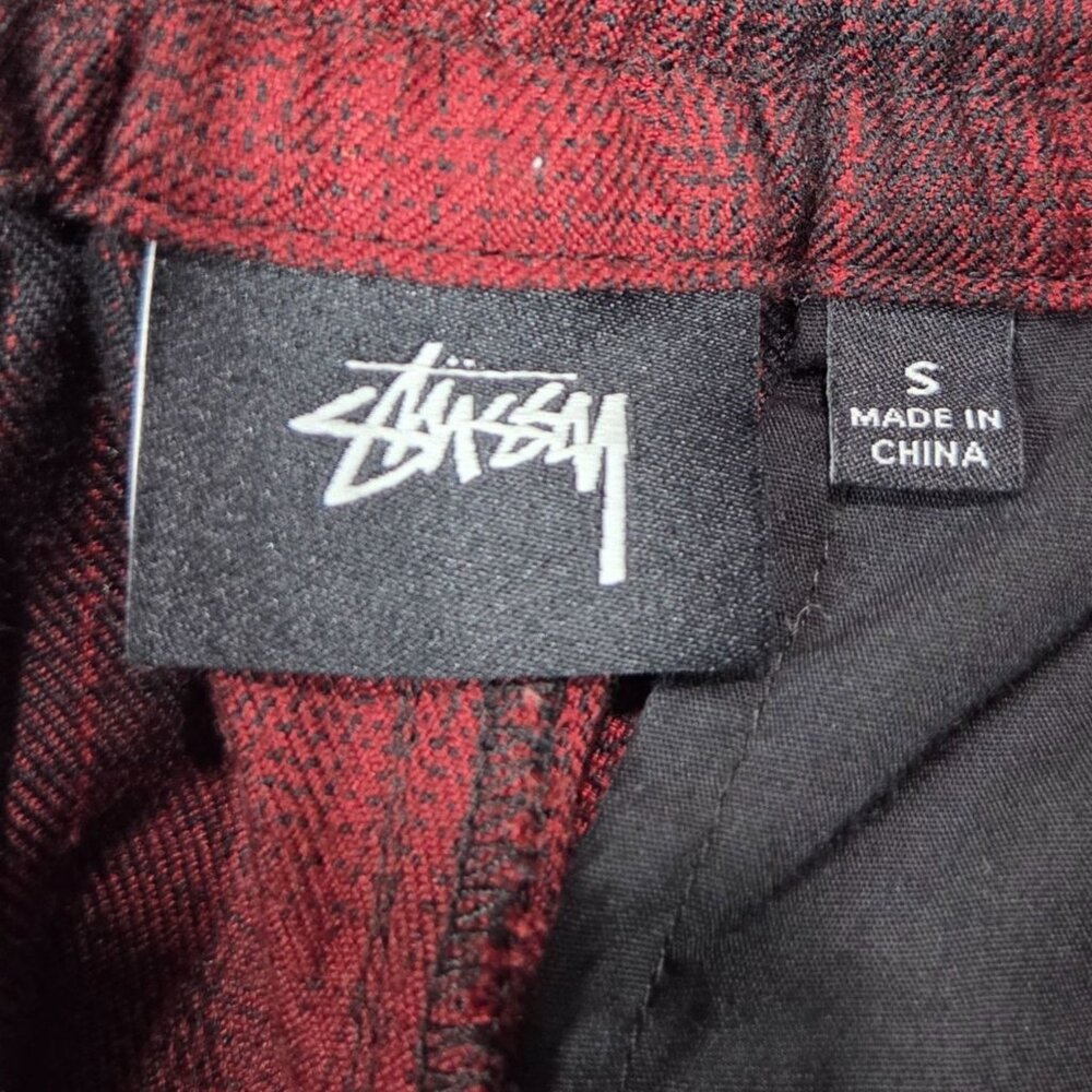 Stussy Pants Mens Small Red Black Shadow Bryan Plaid Wool Blend Skater Surf - Picture 4 of 12